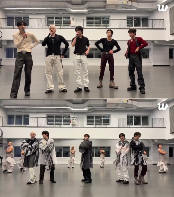 TXT speaking and performing with dancers in a rehearsal room